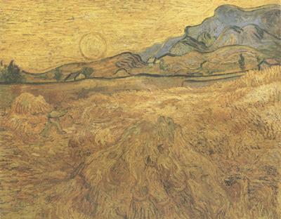 Vincent Van Gogh Wheat Field wtih Reaper and Sun (nn04) china oil painting image